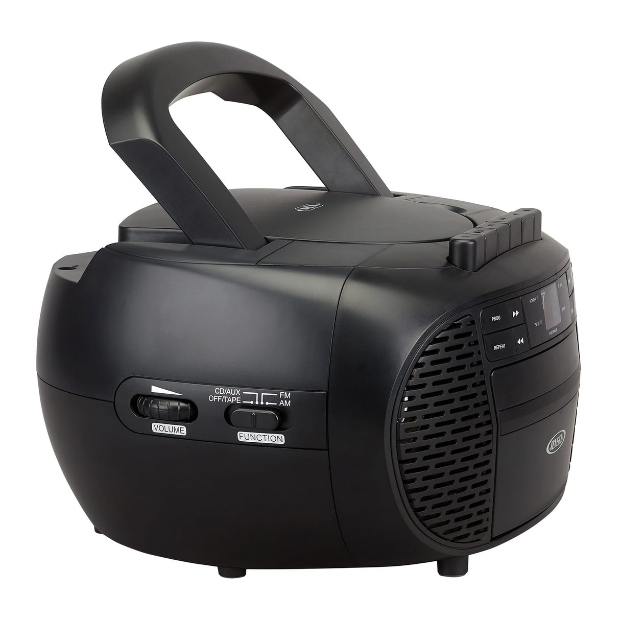 Jensen Portable Bluetooth CD Music System with Built-in Speakers, Cassette Player/Recorder, AM/FM Radio, and Aux, CD-550ABT, Black
