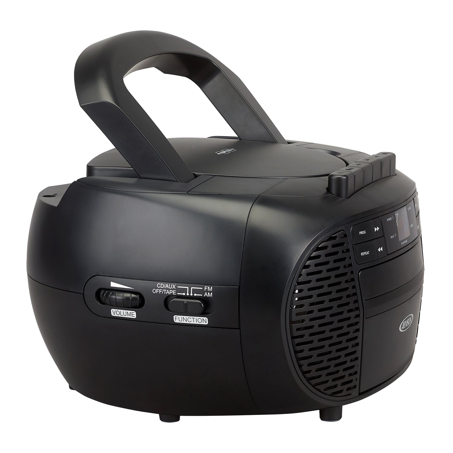 Jensen Portable Bluetooth CD Music System with Built-in Speakers, Cassette Player/Recorder, AM/FM Radio, and Aux, CD-550ABT, Black