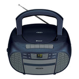 Jensen Portable Bluetooth CD Music System with Built-in Speakers, Cassette Player/Recorder, AM/FM Radio, and Aux, CD-550ABT, Blue