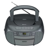 Jensen Portable Bluetooth CD Music System with Built-in Speakers, Cassette Player/Recorder, AM/FM Radio, and Aux, CD-550ABT, Gray