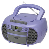 Jensen Portable Bluetooth CD Music System with Built-in Speakers, Cassette Player/Recorder, AM/FM Radio, and Aux, CD-550ABT, Purple