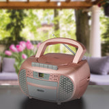 Jensen Portable Bluetooth CD Music System with Built-in Speakers, Cassette Player/Recorder, AM/FM Radio, and Aux, CD-550ABT, Metallic