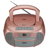 Jensen Portable Bluetooth CD Music System with Built-in Speakers, Cassette Player/Recorder, AM/FM Radio, and Aux, CD-550ABT, Metallic