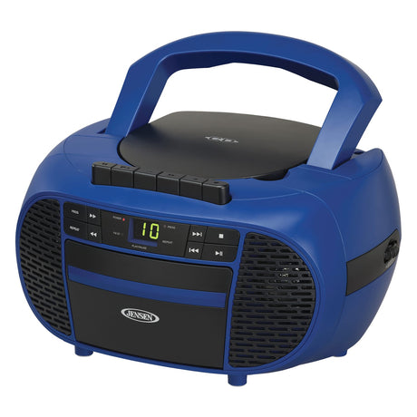 Jensen Portable CD Music System with Cassette Player/Recorder and AM/FM Stereo Radio, CD-550, Blue/Black