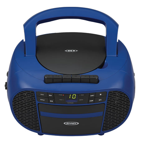 Jensen Portable CD Music System with Cassette Player/Recorder and AM/FM Stereo Radio, CD-550, Blue/Black