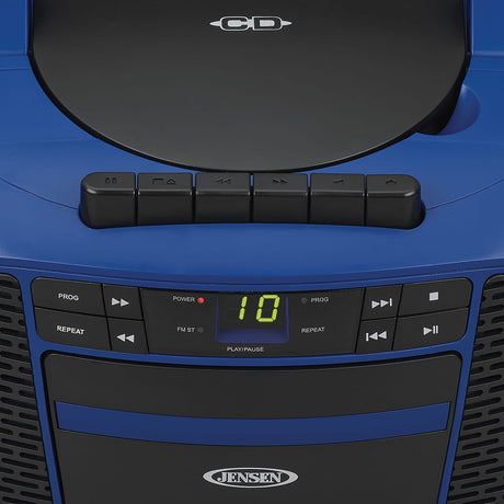 Jensen Portable CD Music System with Cassette Player/Recorder and AM/FM Stereo Radio, CD-550, Blue/Black