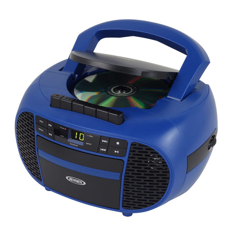 Jensen Portable CD Music System with Cassette Player/Recorder and AM/FM Stereo Radio, CD-550, Blue/Black