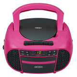 Jensen Portable CD Music System with Cassette Player/Recorder and AM/FM Stereo Radio, CD-550, Magenta/Black