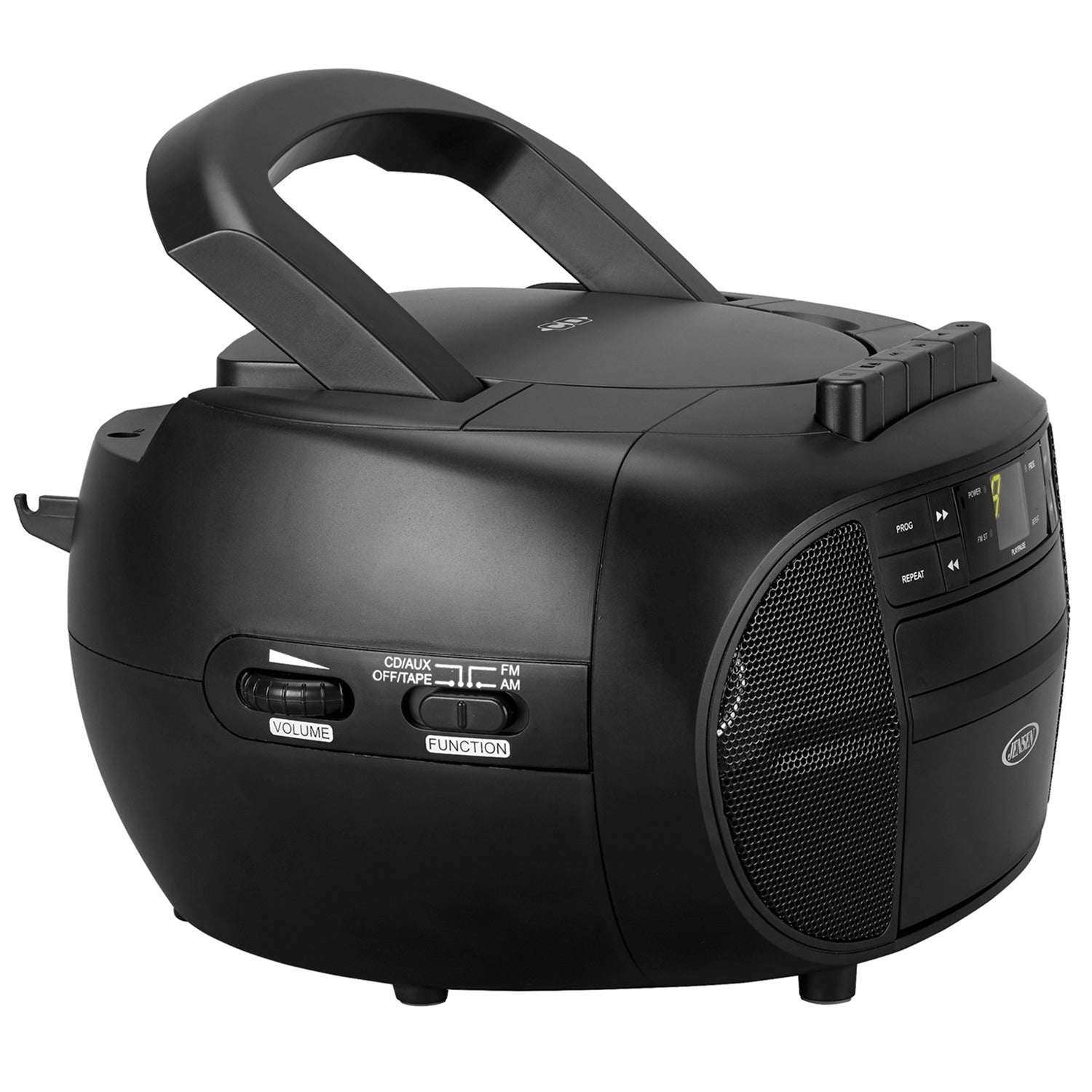 Jensen Portable CD Music System with Cassette Player/Recorder and AM/FM Stereo Radio, CD-550, Black