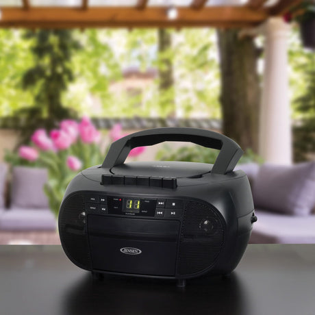 Jensen Portable CD Music System with Cassette Player/Recorder and AM/FM Stereo Radio, CD-550, Black
