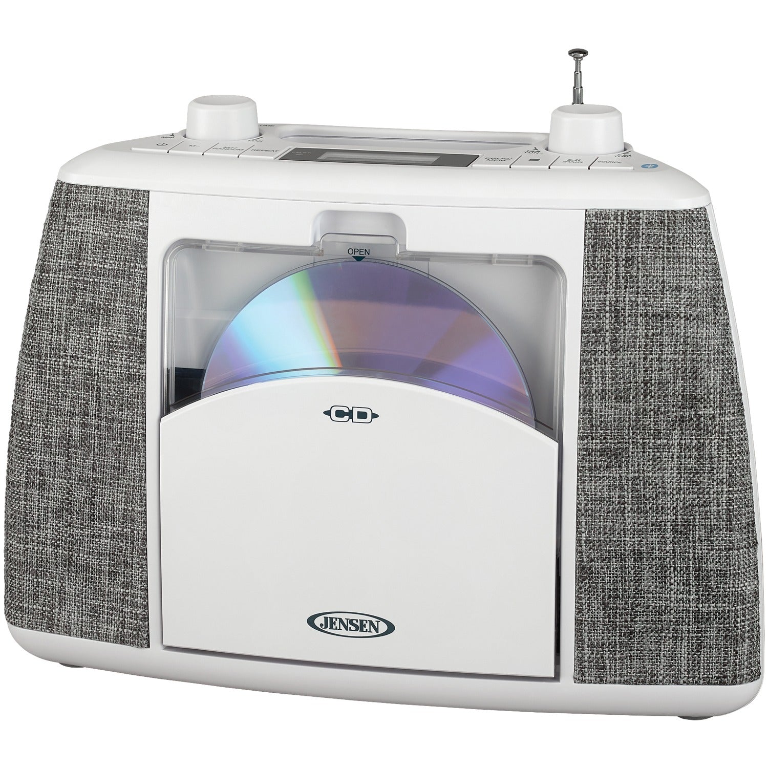 Jensen Portable Bluetooth CD Music System with FM Radio, CD-565, White