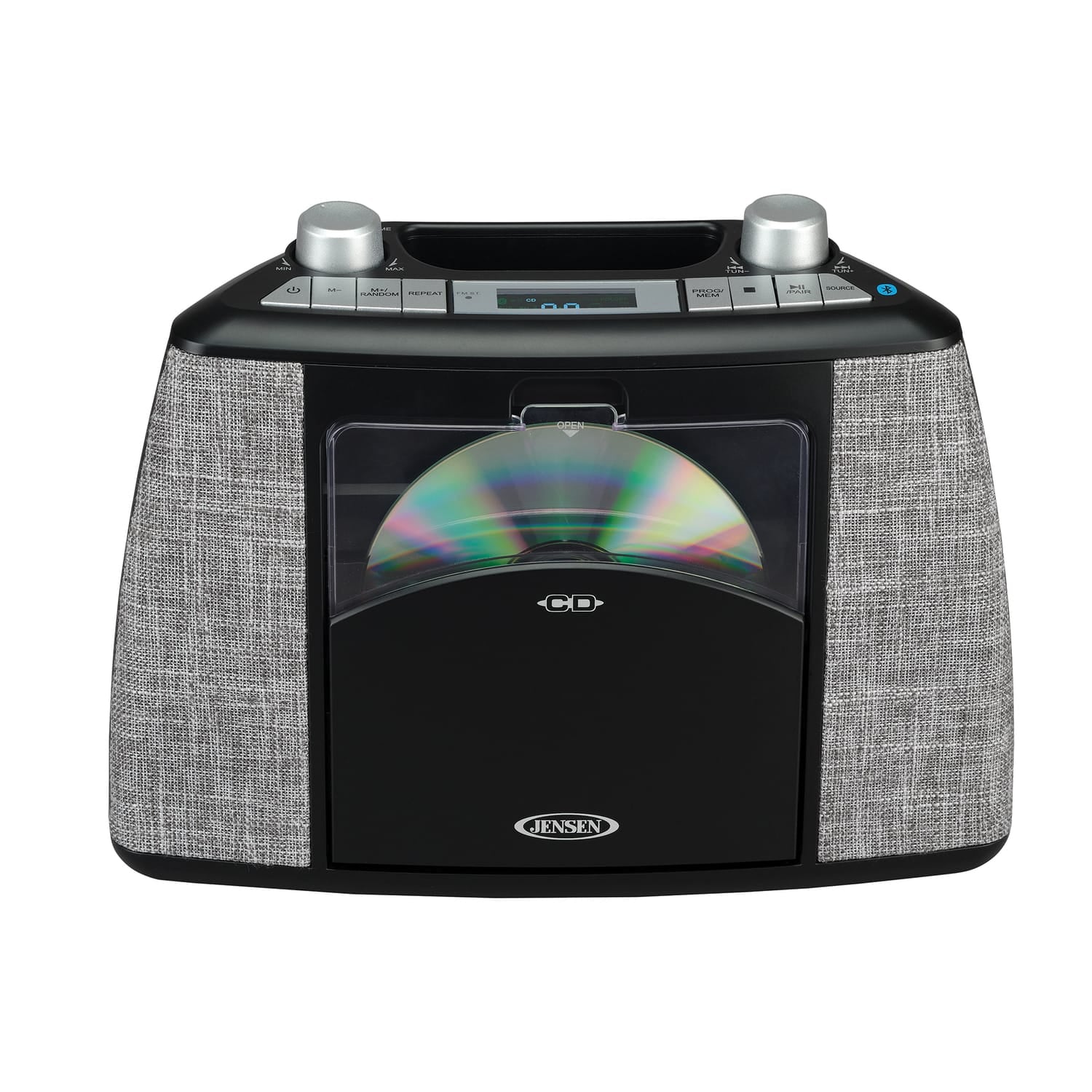 Jensen Portable Bluetooth CD Music System with FM Radio, CD-565, Black