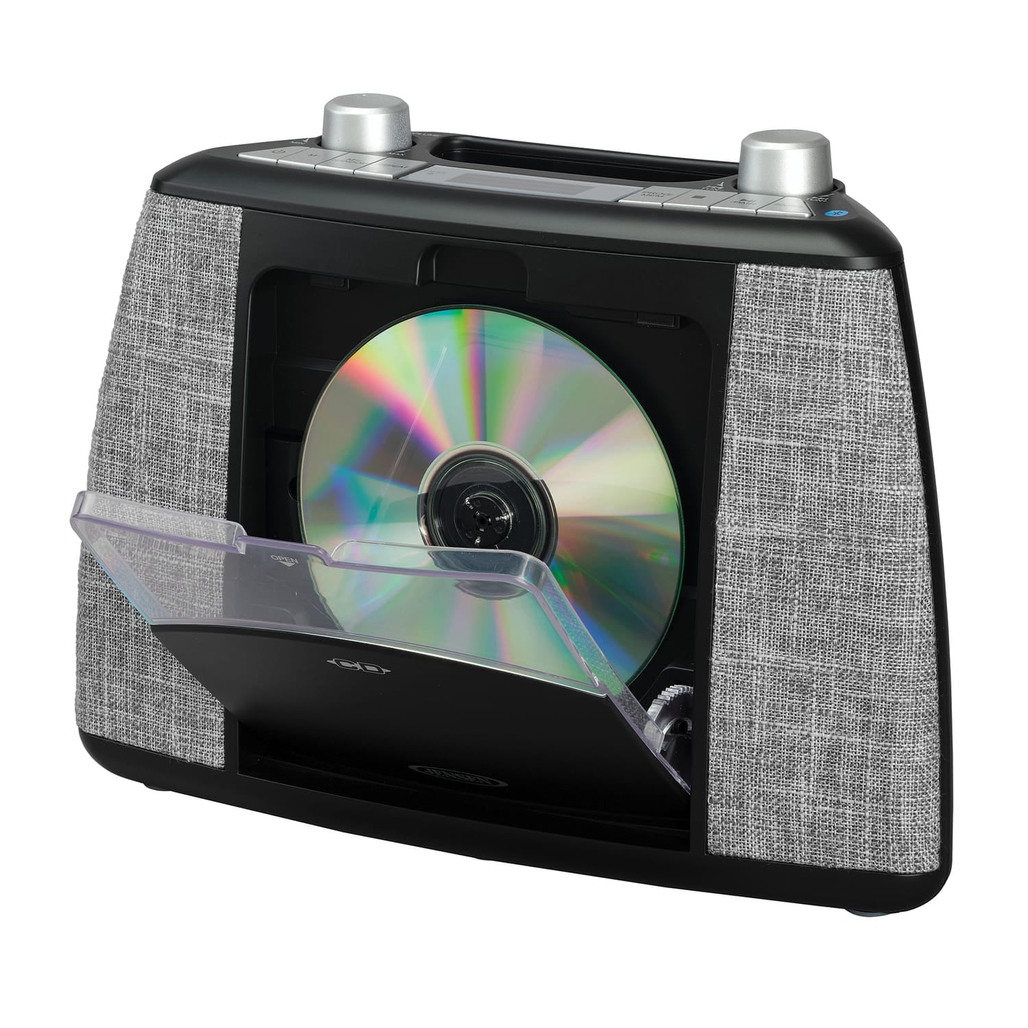 Jensen Portable Bluetooth CD Music System with FM Radio, CD-565, Black