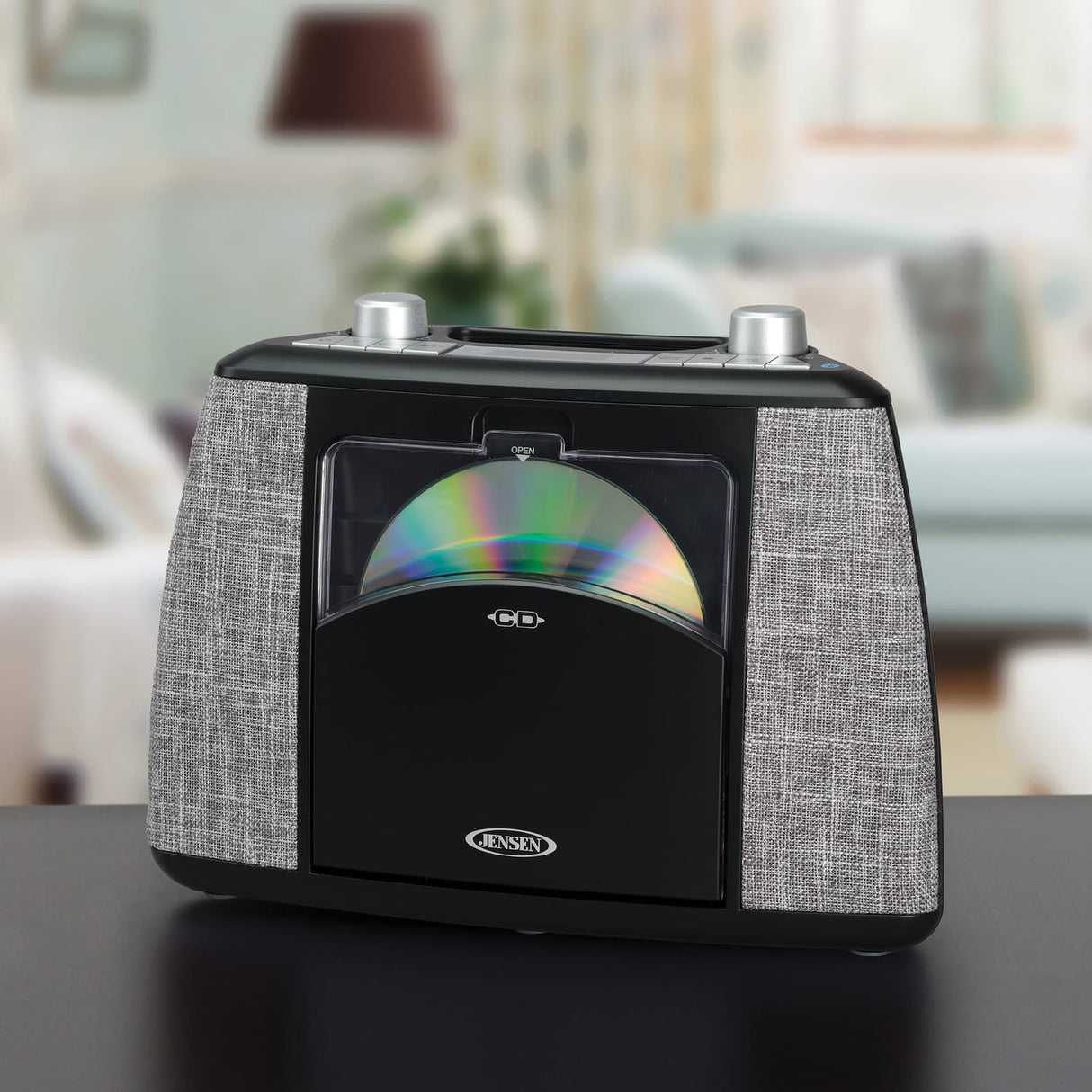 Jensen Portable Bluetooth CD Music System with FM Radio, CD-565, Black