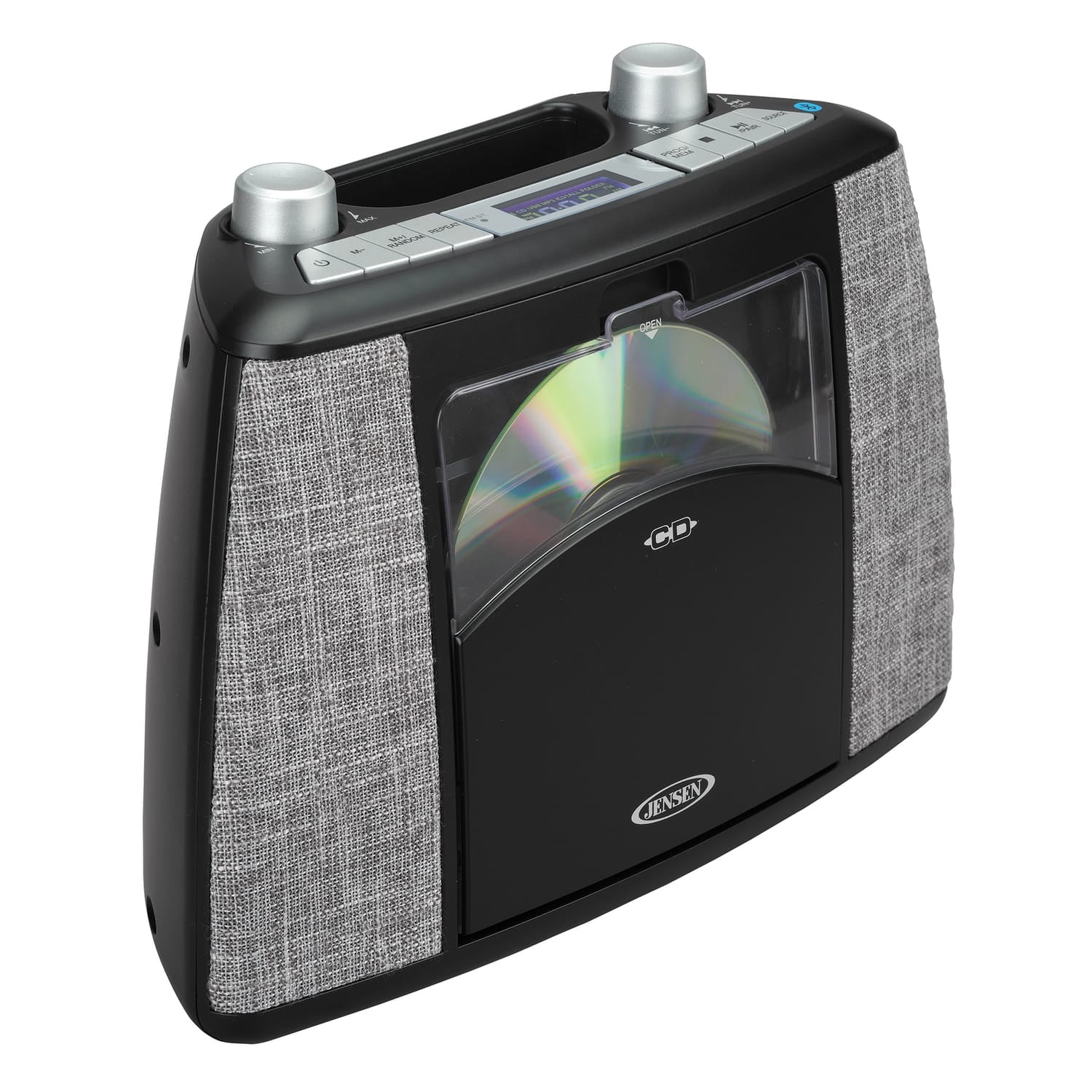 Jensen Portable Bluetooth CD Music System with FM Radio, CD-565, Black