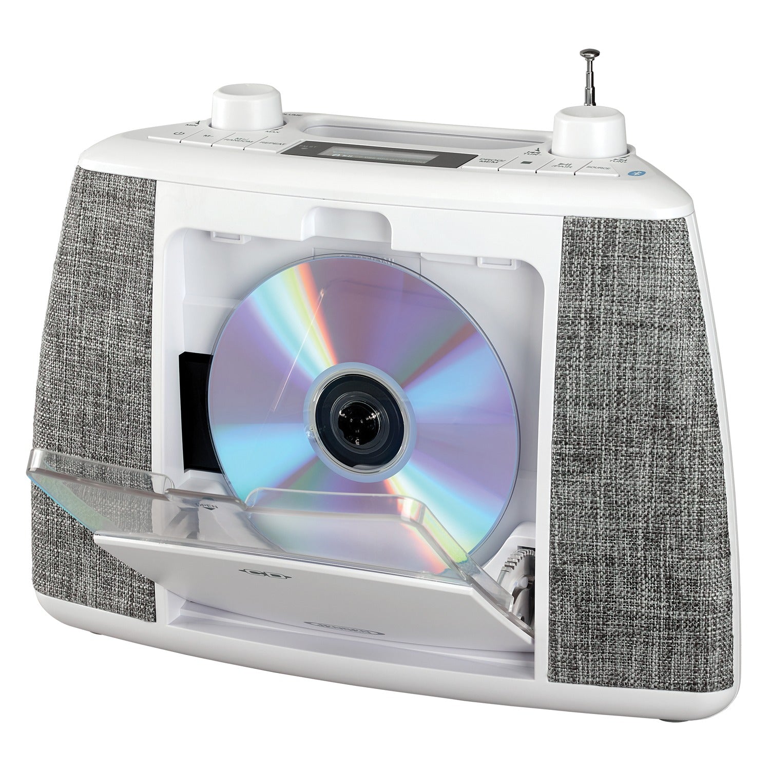 Jensen Portable Bluetooth CD Music System with FM Radio, CD-565, White