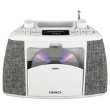 Jensen Portable Bluetooth CD Music System with FM Radio, CD-565, White