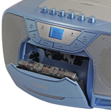 Jensen CD-590 1-Watt Portable Stereo CD and Cassette Player/Recorder with AM/FM Radio and Bluetooth, Light Blue