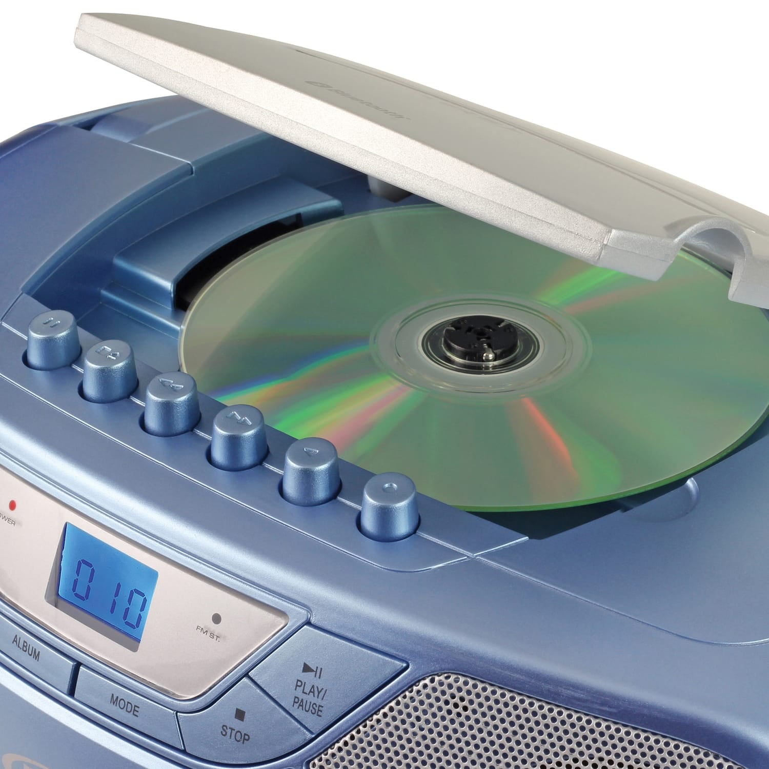 Jensen CD-590 1-Watt Portable Stereo CD and Cassette Player/Recorder with AM/FM Radio and Bluetooth, Light Blue