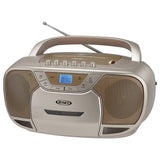 Jensen CD-590 1-Watt Portable Stereo CD and Cassette Player/Recorder with AM/FM Radio and Bluetooth, Champagne Gold