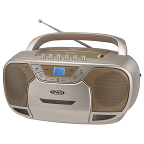 Jensen CD-590 1-Watt Portable Stereo CD and Cassette Player/Recorder with AM/FM Radio and Bluetooth, Champagne Gold