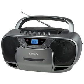 Jensen CD-590 1-Watt Portable Stereo CD and Cassette Player/Recorder with AM/FM Radio and Bluetooth, Gray