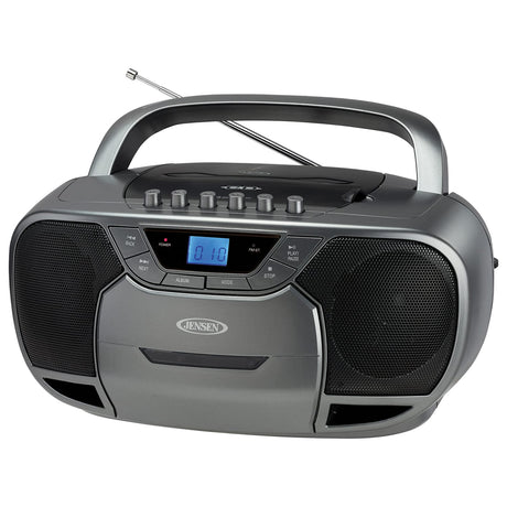 Jensen CD-590 1-Watt Portable Stereo CD and Cassette Player/Recorder with AM/FM Radio and Bluetooth, Gray