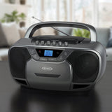 Jensen CD-590 1-Watt Portable Stereo CD and Cassette Player/Recorder with AM/FM Radio and Bluetooth, Gray