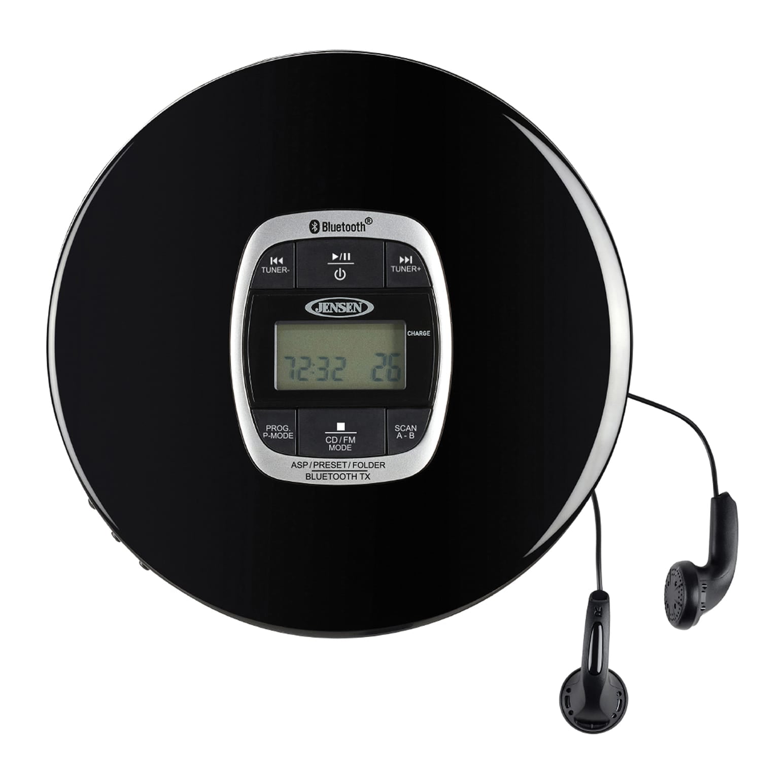 Jensen Personal Portable Bluetooth CD Player with Digital FM Radio and Earbuds