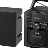 Jensen 10-Watt Portable Bluetooth Home Stereo System with Detachable Speakers, CD/Cassette Players, AM/FM Radio, Alarm Clock, and Remote, CD-785