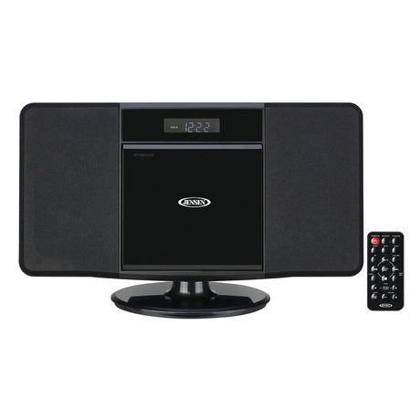 Jensen 10-Watt Wall-Mountable Bluetooth Home Stereo System with Built-in Speakers, CD Player, AM/FM Radio, Alarm, USB, Aux, and Remote