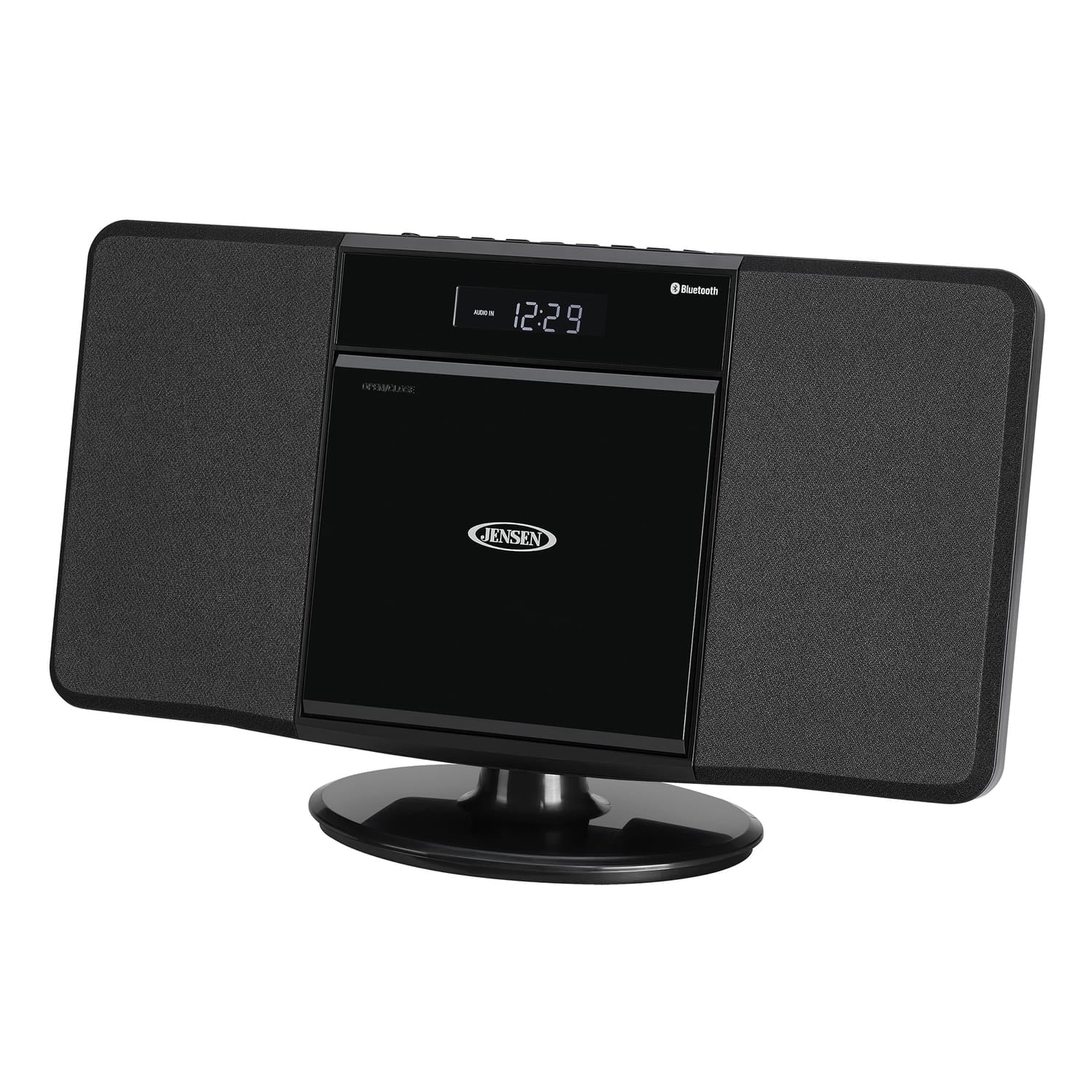 Jensen 10-Watt Wall-Mountable Bluetooth Home Stereo System with Built-in Speakers, CD Player, AM/FM Radio, Alarm, USB, Aux, and Remote