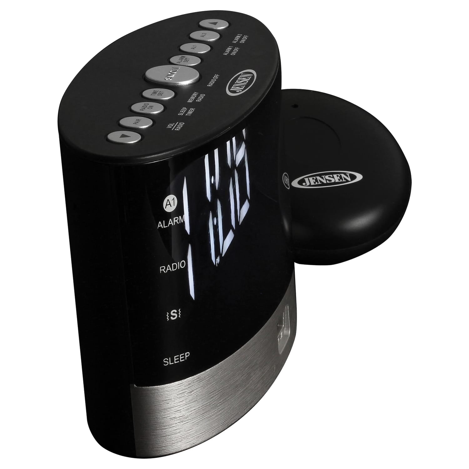Jensen JCR-255 .6-Watt AM/FM Dual-Alarm Digital Clock Radio with Under-Pillow Vibrator