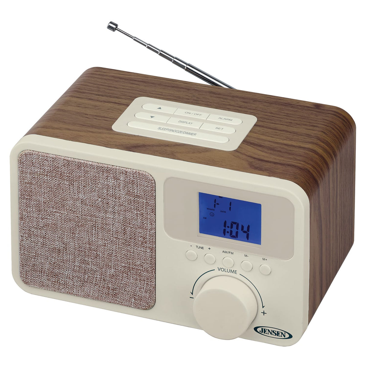 Jensen JCR-315 Digital AM/FM Dual-Alarm Clock Radio with Wood Cabinet