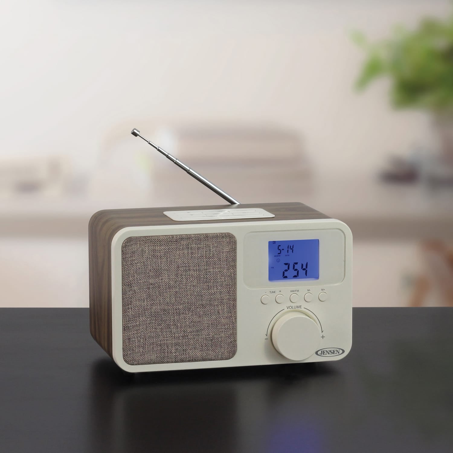 Jensen JCR-315 Digital AM/FM Dual-Alarm Clock Radio with Wood Cabinet