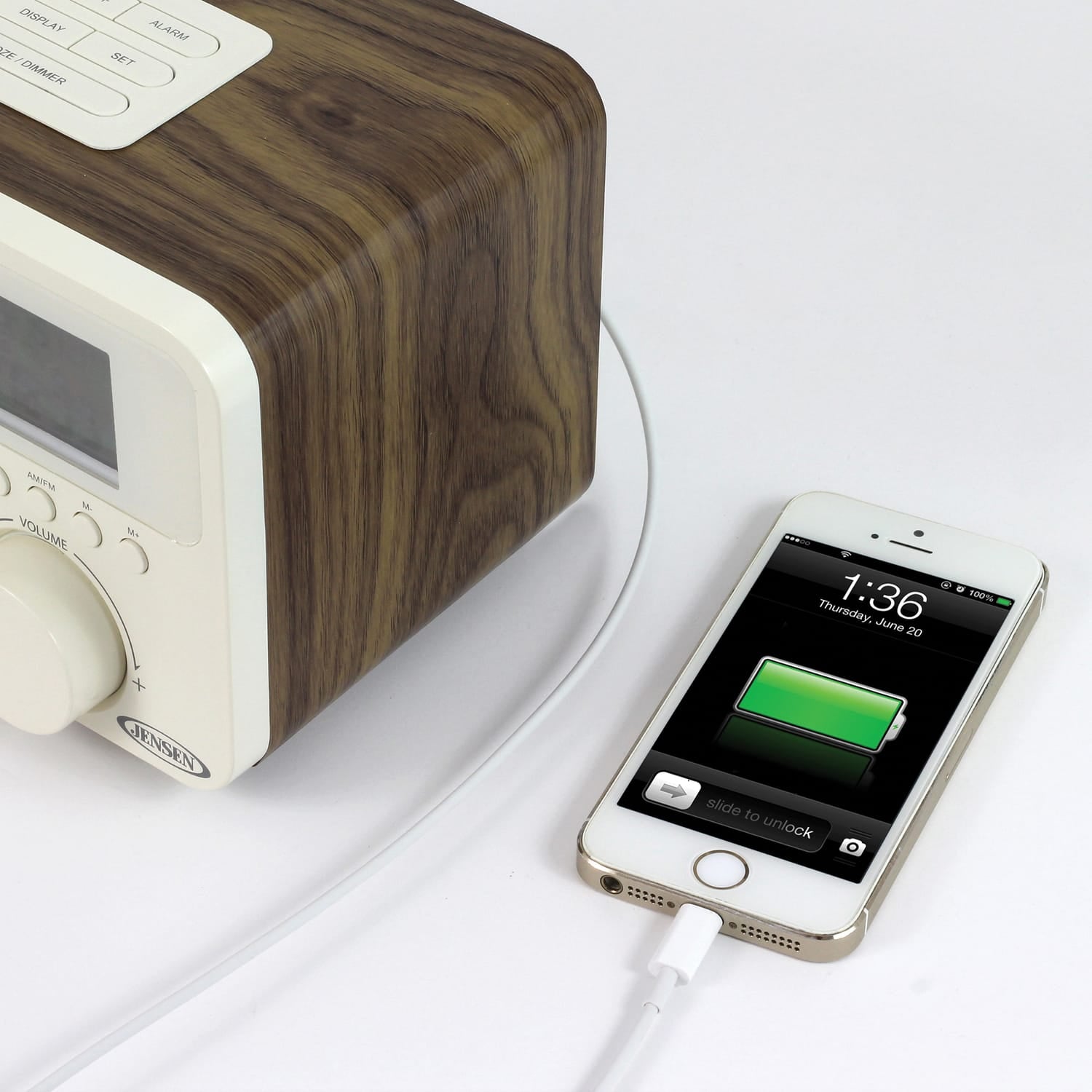 Jensen JCR-315 Digital AM/FM Dual-Alarm Clock Radio with Wood Cabinet