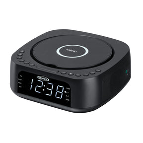 Jensen Stereo Digital Dual-Alarm Clock with Top-Loading CD Player, FM Tuner, USB Charging Port, and Battery Backup
