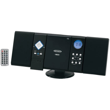 Jensen 2-Watt Wall-Mountable Home Stereo System with Built-in Speakers, CD Player, AM/FM Radio, Alarm Clock, Aux, and Remote, JMC-180