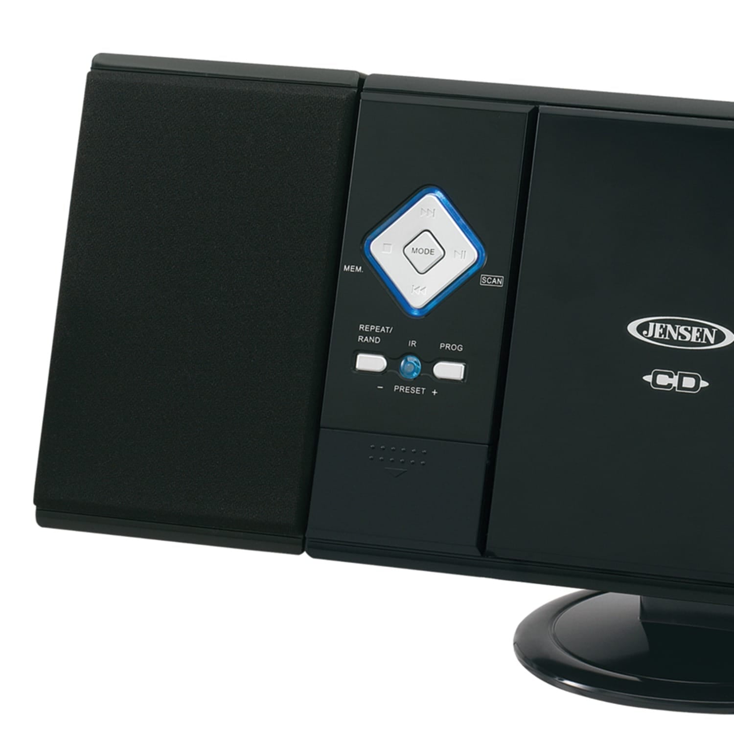 Jensen 2-Watt Wall-Mountable Home Stereo System with Built-in Speakers, CD Player, AM/FM Radio, Alarm Clock, Aux, and Remote, JMC-180