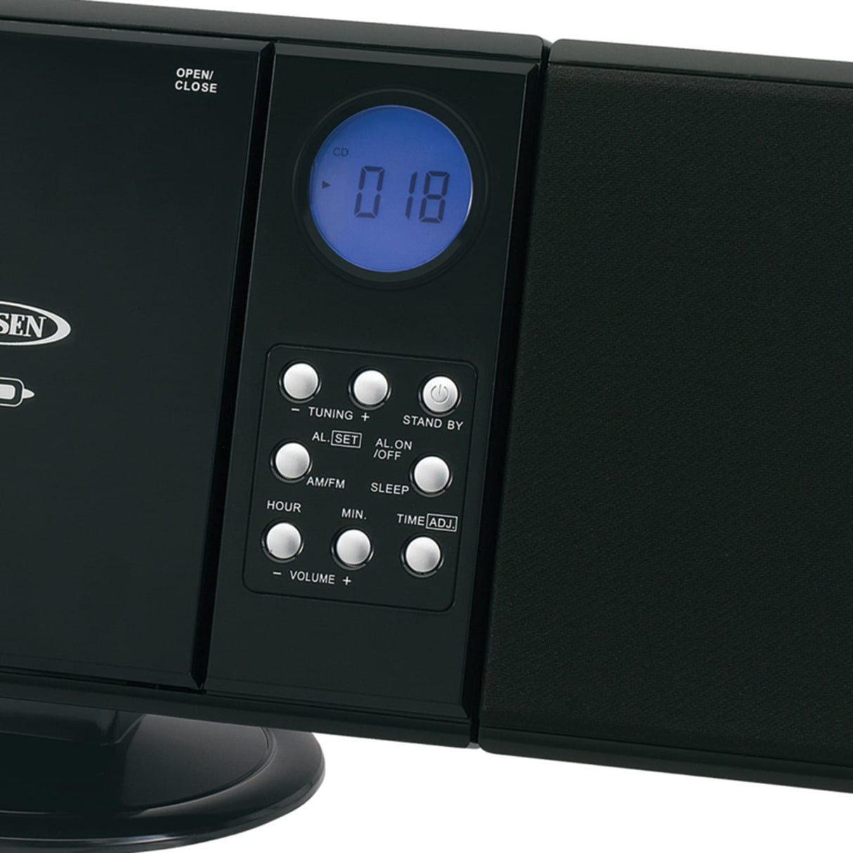 Jensen 2-Watt Wall-Mountable Home Stereo System with Built-in Speakers, CD Player, AM/FM Radio, Alarm Clock, Aux, and Remote, JMC-180
