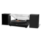 Jensen 20-Watt 3-Speed Belt-Drive Manual Turntable with External Speakers, Bluetooth In/Out, Aux, Pitch Control, and 45-RPM Adapter, JTA-315