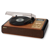 Jensen 4-Watt 3-Speed Belt-Drive Manual Turntable with Built-in Speakers, Bluetooth, Cassette Player/Recorder, AM/FM, and 45-RPM Adapter, JTA-385