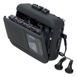 Jensen Portable Bluetooth Personal Cassette Player/Recorder with Built-in Speakers, AM/FM Radio, Line Output, and Earbuds, MCR-60
