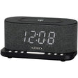Jensen FM Digital Dual-Alarm Clock Radio with Large Display, Wireless Qi and USB Charging, Aux Input, and Battery Backup, QiCR-50