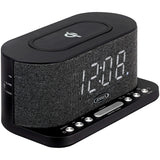 Jensen FM Digital Dual-Alarm Clock Radio with Large Display, Wireless Qi and USB Charging, Aux Input, and Battery Backup, QiCR-50