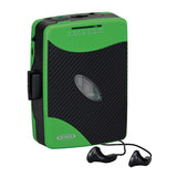Jensen Portable Stereo Cassette Player with AM/FM Radio and Earbuds, SCR-75, Green/Black