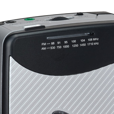 Jensen Portable Stereo Cassette Player with AM/FM Radio and Earbuds, SCR-75, Silver/Black