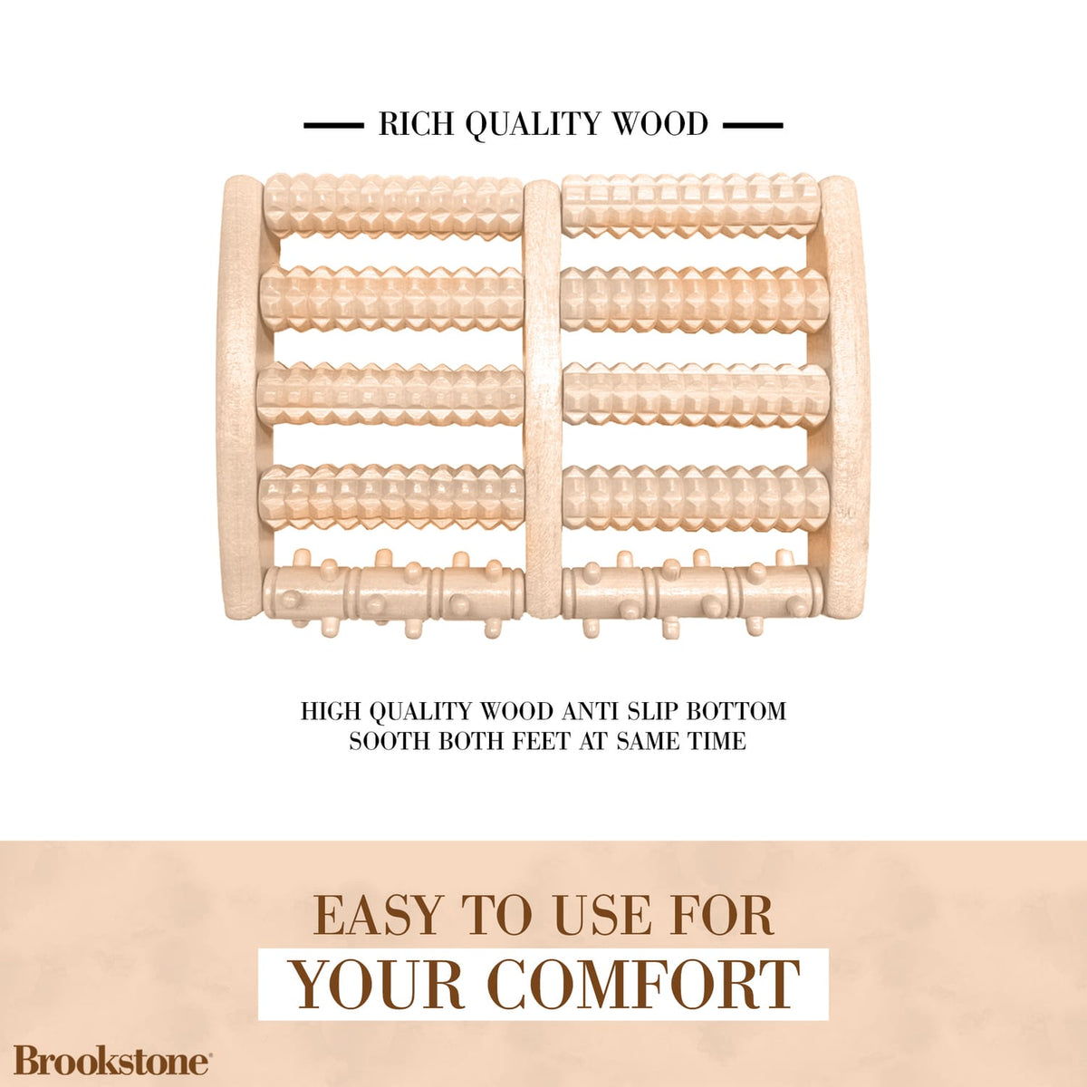 Brookstone Wooden Foot Massager, Large, Wood
