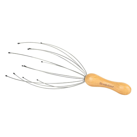 Brookstone Handheld Scalp Massager, Wood