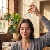 Brookstone Handheld Scalp Massager, Wood